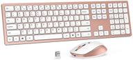 🔋 seenda rechargeable wireless keyboard mouse combo - ultra quiet full-sized cordless keyboard and mouse set with 3 level dpi, long battery life - rose gold, windows laptop computer compatible logo