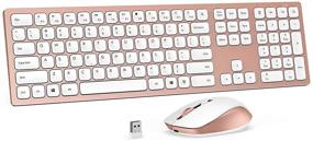 img 4 attached to 🔋 Seenda Rechargeable Wireless Keyboard Mouse Combo - Ultra Quiet Full-Sized Cordless Keyboard and Mouse Set with 3 Level DPI, Long Battery Life - Rose Gold, Windows Laptop Computer Compatible