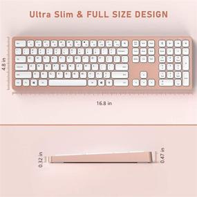 img 3 attached to 🔋 Seenda Rechargeable Wireless Keyboard Mouse Combo - Ultra Quiet Full-Sized Cordless Keyboard and Mouse Set with 3 Level DPI, Long Battery Life - Rose Gold, Windows Laptop Computer Compatible