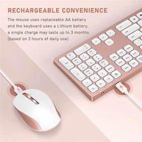 img 1 attached to 🔋 Seenda Rechargeable Wireless Keyboard Mouse Combo - Ultra Quiet Full-Sized Cordless Keyboard and Mouse Set with 3 Level DPI, Long Battery Life - Rose Gold, Windows Laptop Computer Compatible