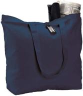 set of 6 navy heavy canvas tote bags with zipper closure - large size logo