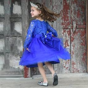 img 1 attached to Long Sleeve Lace Top Tulle Skirt Flower Girl Dress - Girls' Lace Party Dresses