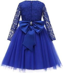 img 3 attached to Long Sleeve Lace Top Tulle Skirt Flower Girl Dress - Girls' Lace Party Dresses