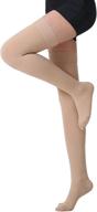 🧦 firm support thigh high compression stockings with silicone band - 20-30mmhg gradient compression for spider & varicose veins, edema, swelling - unisex, closed toe, beige xl логотип