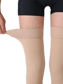 img 1 attached to 🧦 Firm Support Thigh High Compression Stockings with Silicone Band - 20-30mmHg Gradient Compression for Spider & Varicose Veins, Edema, Swelling - Unisex, Closed Toe, Beige XL