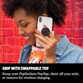 img 1 attached to ✨ Сверкающий чёрный PopSockets: PopGrip с сменным топом для телефонов и планшетов