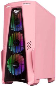 img 3 attached to 🎮 Apevia Crusader-F-PK Mid Tower Gaming Case: Full-Size Tempered Glass, USB3.0/USB2.0/Audio Ports, 4 RGB Fans, Pink Frame