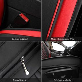 img 1 attached to Black and Red Leather Car Seat Covers with Front Seat Storage and Waterproof Backseat Protection – Ideal for Most Sedans, SUVs, and Trucks (Ford, Mazda, Chevrolet)