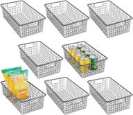 📦 mdesign metal wire storage organizer bin basket - kitchen, pantry, closets, bedrooms, bathrooms - 16.25" long, 8 pack - graphite gray логотип