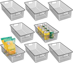 img 4 attached to 📦 mDesign Metal Wire Storage Organizer Bin Basket - Kitchen, Pantry, Closets, Bedrooms, Bathrooms - 16.25" Long, 8 Pack - Graphite Gray