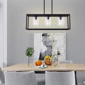 img 1 attached to 💡 XILICON Black Farmhouse Pendant Lighting Fixture - Modern 3-Light Contemporary Chandeliers with Glass Shade for Living, Dining Room, Bedroom, and Kitchen Island