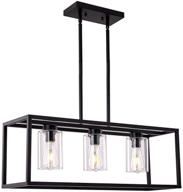 💡 xilicon black farmhouse pendant lighting fixture - modern 3-light contemporary chandeliers with glass shade for living, dining room, bedroom, and kitchen island logo