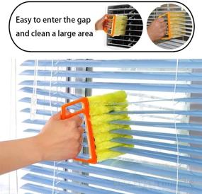 img 2 attached to 🧹 Efficient Mini Blind Cleaner Brush for Dusting Blinds, Shutters & Air Conditioners - Removable & Washable Duster with 7 Slat Handheld Household Cleaning Tool for Awnings, Siding, Vinyl, Car, and Fan