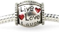 🕰️ captivating antique silver 'live love laugh' bead charm – timeless design logo