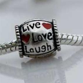 img 1 attached to 🕰️ Captivating Antique Silver 'Live Love Laugh' Bead Charm – Timeless Design