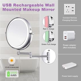 img 3 attached to 💡 DUOVIO Rechargeable LED Wall Mounted Makeup Mirror 8 Inch Double Sided 1X 10X Magnifying Bathroom Mirror with 3 Color Lighting, Touch Screen Dimming, Intelligent Shutdown, and 360° Swivel Lighted Vanity Mirror