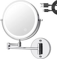 💡 duovio rechargeable led wall mounted makeup mirror 8 inch double sided 1x 10x magnifying bathroom mirror with 3 color lighting, touch screen dimming, intelligent shutdown, and 360° swivel lighted vanity mirror logo