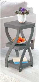 img 3 attached to 🪑 Etna Twist Side End Table - Modern Accent Table Nightstand with Distressed Finish, Wood, 24" Height - Gray