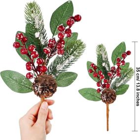 img 3 attached to Tatuo Artificial Pine Tree Branches Christmas Pin Picks 🎄 - 6 Styles for Xmas Wreaths Home Vase Decor (12-pack)