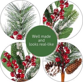 img 2 attached to Tatuo Artificial Pine Tree Branches Christmas Pin Picks 🎄 - 6 Styles for Xmas Wreaths Home Vase Decor (12-pack)