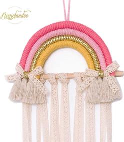 img 1 attached to 🌈 NICROLANDEE Rainbow Hair Bows Holder Hanging - Baby Hair Accessories Storage Headband Holder Hair Clips Organizer Wall Hanger Decor for Baby Girls - Pink Yellow