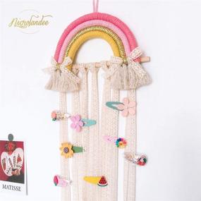 img 3 attached to 🌈 NICROLANDEE Rainbow Hair Bows Holder Hanging - Baby Hair Accessories Storage Headband Holder Hair Clips Organizer Wall Hanger Decor for Baby Girls - Pink Yellow