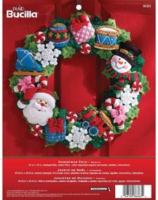 img 4 attached to 🎄 Bucilla Christmas Toys Felt Applique Wall Hanging Wreath Kit, 15" x 15" - Item #86363