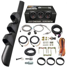 img 4 attached to 🚀 GlowShift Diesel Gauge Package for Dodge Ram Cummins 2500 3500 1998-2002 - 7 Color 60 PSI Boost, 1500F EGT & 30 PSI Fuel Pressure Gauges - Triple Pillar Pod w/ Speaker Cutout (Black)