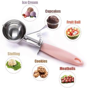 img 1 attached to 🍪 BASTEK 2 Oz Cookie Scoop with Long Handle - Professional Stainless Steel Ice Cream Scooper with Trigger for Perfectly Formed Cookies - Heavy Duty Kitchen Tool for Cookie Dough Baking (2.36 inch, Pink)