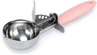 🍪 bastek 2 oz cookie scoop with long handle - professional stainless steel ice cream scooper with trigger for perfectly formed cookies - heavy duty kitchen tool for cookie dough baking (2.36 inch, pink) logo