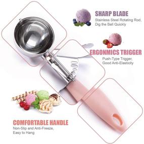 img 3 attached to 🍪 BASTEK 2 Oz Cookie Scoop with Long Handle - Professional Stainless Steel Ice Cream Scooper with Trigger for Perfectly Formed Cookies - Heavy Duty Kitchen Tool for Cookie Dough Baking (2.36 inch, Pink)