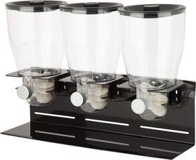 img 1 attached to Stainless Steel Black/Chrome Zevro Commercial Plus Triple Canister Dry Food Dispenser