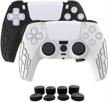 🎮 aosai ps5 dualsense controller skin and grip bundle: studded anti-slip cover silicone + fps pro thumb grips (black + white), 2 controller skins + 8 thumb grips included! logo