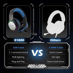 img 1 attached to 🎧 Immerse in Ultimate Gaming: EKSA 7.1 Surround Sound Gaming Headset with Noise Canceling Mic, RGB Light - Perfect for PC, PS4 Console, Laptop (Blue)