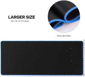 img 3 attached to 🖱️ Коврик для мыши Psitek XXL Large Gaming - Синий, расширенный плоский коврик под клавиатуру и мышь | Специальная поверхность с оптимальной точностью, водонепроницаемая ткань, прочные проклеенные края против расслоения | 36x16 дюймов.