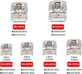 img 2 attached to 🔩 High-Quality 304 Stainless Steel Machine Square Screw Nuts Assortment Kit - M3 M4 M5 M6 M8 M10 Metric Nut Set (139Pcs)