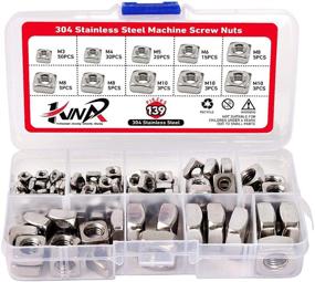 img 4 attached to 🔩 High-Quality 304 Stainless Steel Machine Square Screw Nuts Assortment Kit - M3 M4 M5 M6 M8 M10 Metric Nut Set (139Pcs)