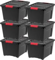 📦 iris usa tb-28 stack & pull storage box, 32 quart - sleek black design for efficient organization logo