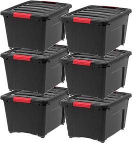 img 4 attached to 📦 Iris USA TB-28 Stack & Pull Storage Box, 32 Quart - Sleek Black Design for Efficient Organization