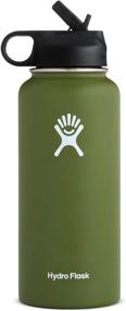 img 4 attached to 🍶 Hydro Flask 40 oz Wide Mouth Water Bottle with Straw Lid - Stylish Old Design, Olive