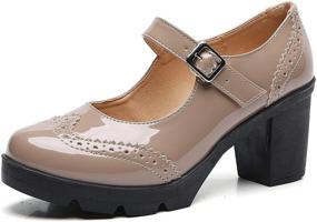 img 4 attached to DADAWEN Leather Classic Platform Oxfords Women's Shoes and Pumps