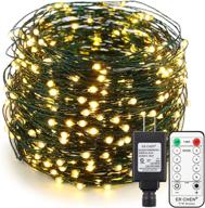 165ft warm white led string lights - er chen 500 starry lights on 50m green copper wire with power adapter and remote control логотип