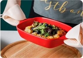 img 1 attached to 🍽️ Mokpi's Red Ceramic Glaze Baking Dish: Perfect for Roasting Lasagna, Casseroles, and More!