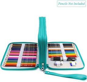 img 2 attached to 🖍️ YOUSHARES 120-Slot Pencil Case - Large PU Leather Zippered Pen Bag with Handle Strap for Prismacolor Watercolor Pencils, Crayola Colored Pencil, Marco Pens, Cosmetic Brush (Turquoise)