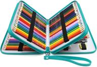 🖍️ youshares 120-slot pencil case - large pu leather zippered pen bag with handle strap for prismacolor watercolor pencils, crayola colored pencil, marco pens, cosmetic brush (turquoise) logo