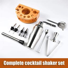 img 3 attached to 🍹 Esmula Bartender Kit: Stylish Bamboo Stand, 12-Piece Cocktail Shaker Set for Mixed Drinks, Professional Stainless Steel Bar Tool Set - includes Cocktail Recipes Booklet (25 oz)