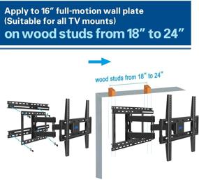 img 2 attached to 📺 MD Mounting Dream Universal TV Wall Mount Extension Bracket for TV Wall Plate | 16-24" Wood Stud Fit | Easy Centering TV Positioning | Max Load Capacity 154 lbs | MD5232