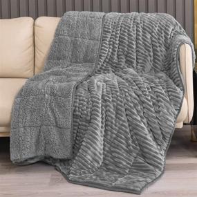 img 4 attached to Ultra Cozy Sherpa Weighted Blanket 15 lbs - Topblan Fleece Heavy Blanket, Super Soft Washable Blanket for Fast Sleep, Adult Size 60x80 Inch, Grey