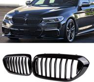 🚗 sna g30 grille, front kidney grill 2017-2020 bmw 5 series g30 (abs single slat gloss black grills, 2-pc set) logo