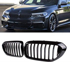 img 4 attached to 🚗 SNA G30 Grille, Front Kidney Grill 2017-2020 BMW 5 Series G30 (ABS Single Slat Gloss Black Grills, 2-pc Set)